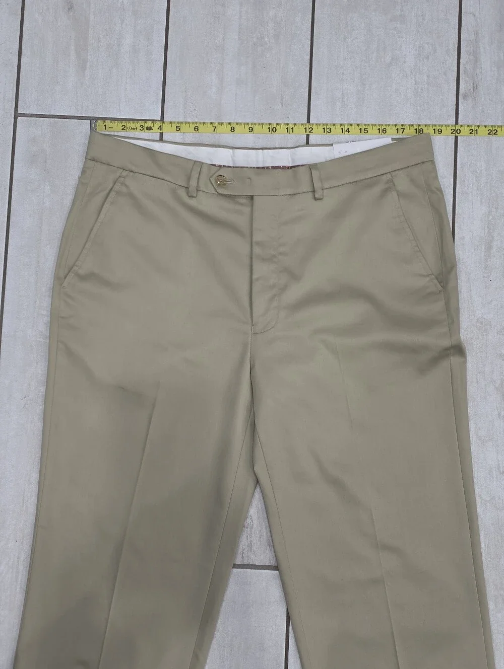 NAUTICA Men's Flat-Front Khaki Dress Pants Chinos - Tan Beige Business Casual